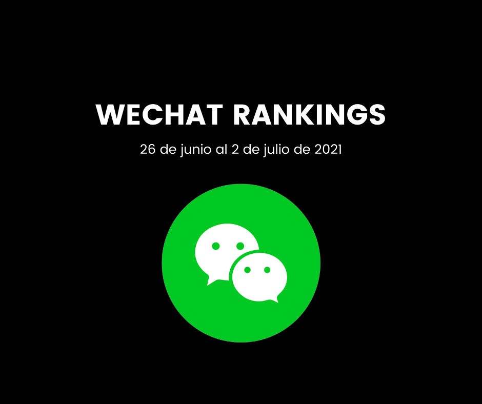 En este momento estás viendo Clasificación WeChat del 26 de junio al 2 de julio de 2021